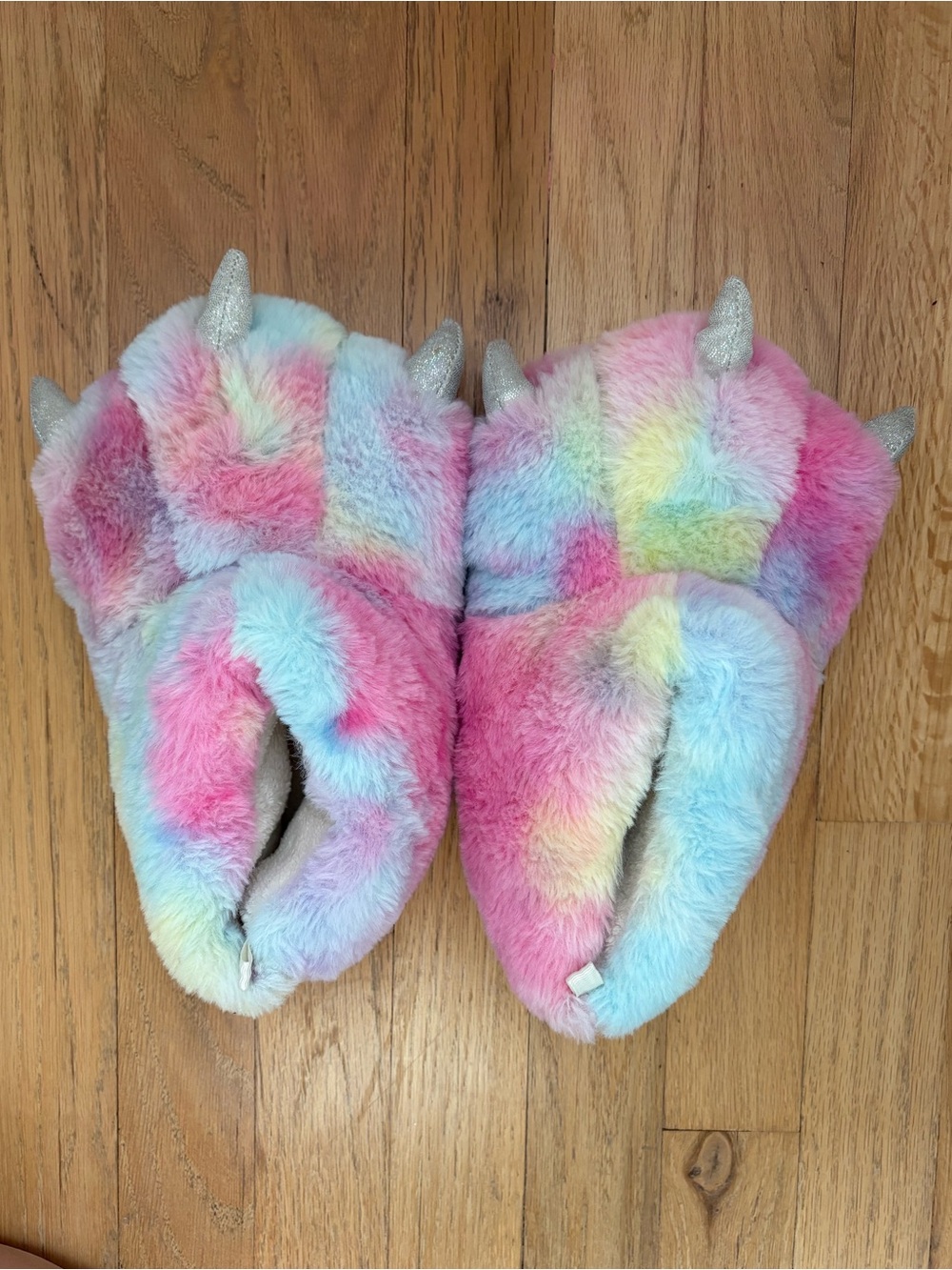 Pastel Rainbow Plush Monster Slippers